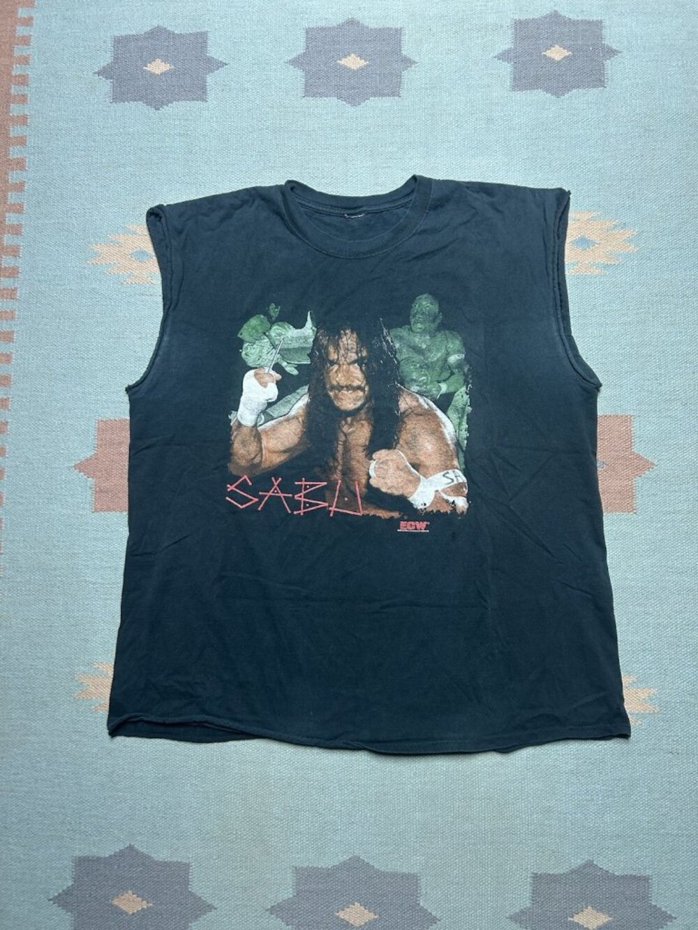 Vintage graphic t shirt Sabu homicidal ECW wrestling chopped sleeveless XXL